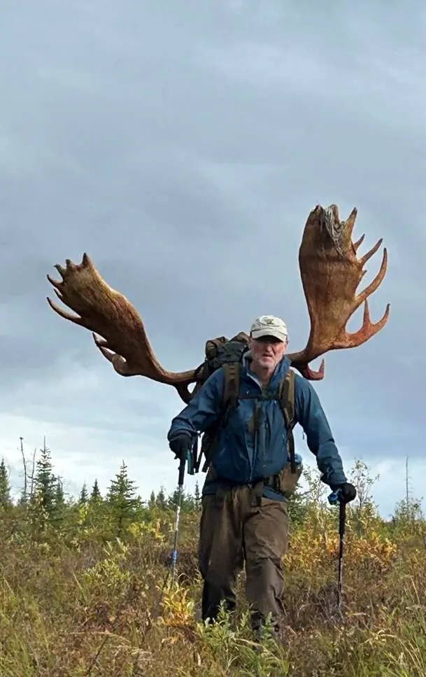 Idaho hunter with a bull moose called in with a Bull Magnet